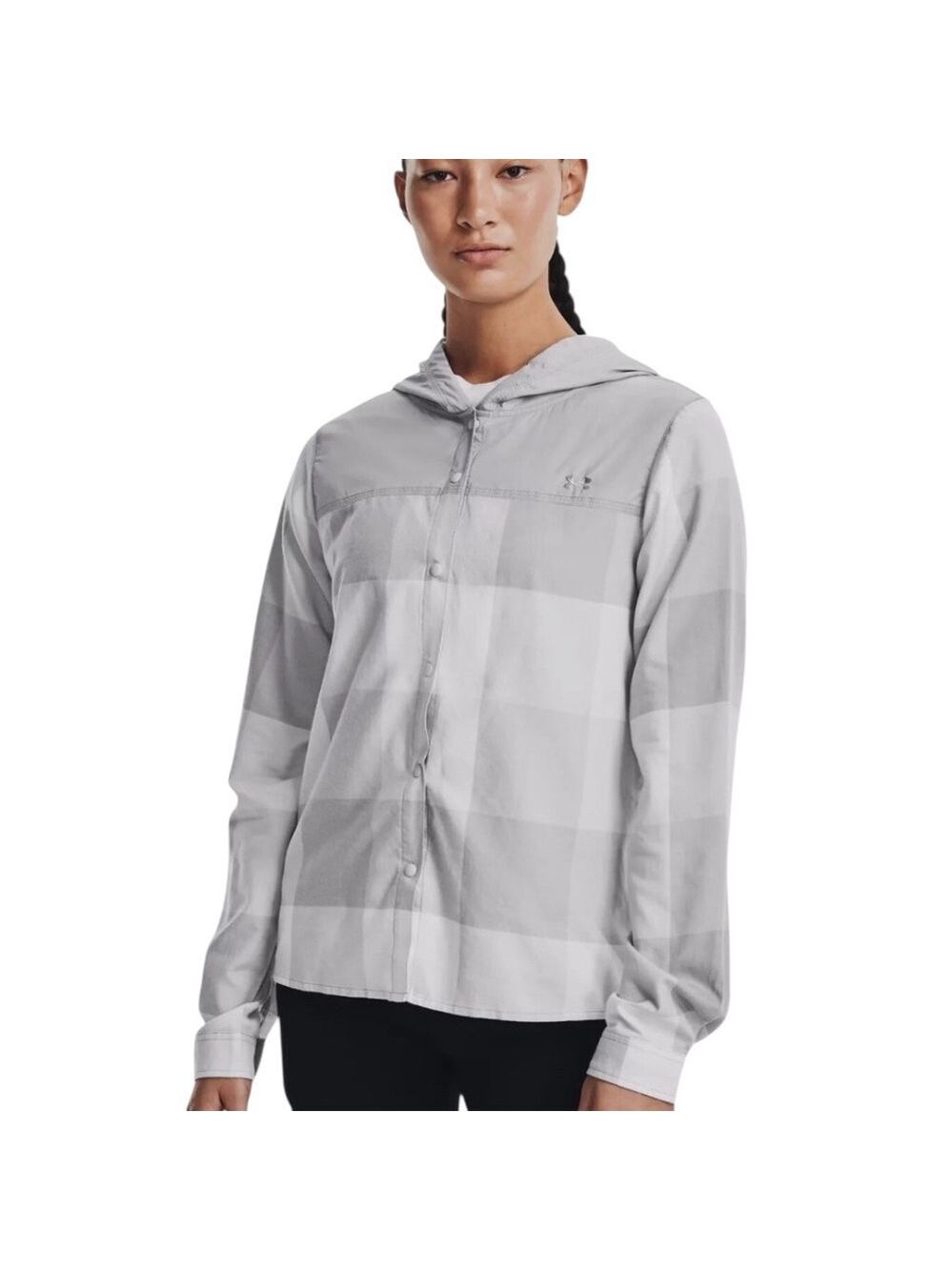 Under Armour Tradesman Flannel Hoodie Halo Grey White Women’s Medium
